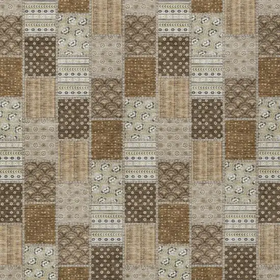 Chocolate And Brown Patchwork Washable Indoor Outdoor Area Rug Photo 1