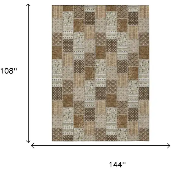 Chocolate And Brown Patchwork Washable Indoor Outdoor Area Rug Photo 5
