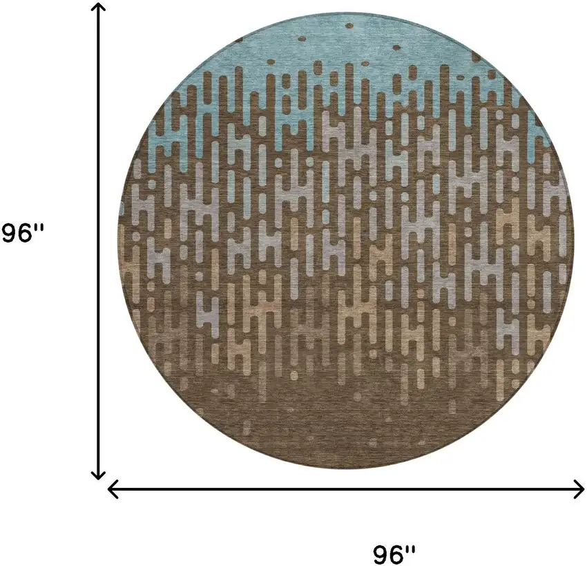 Chocolate And Brown Round Abstract Washable Indoor Outdoor Area Rug Photo 6