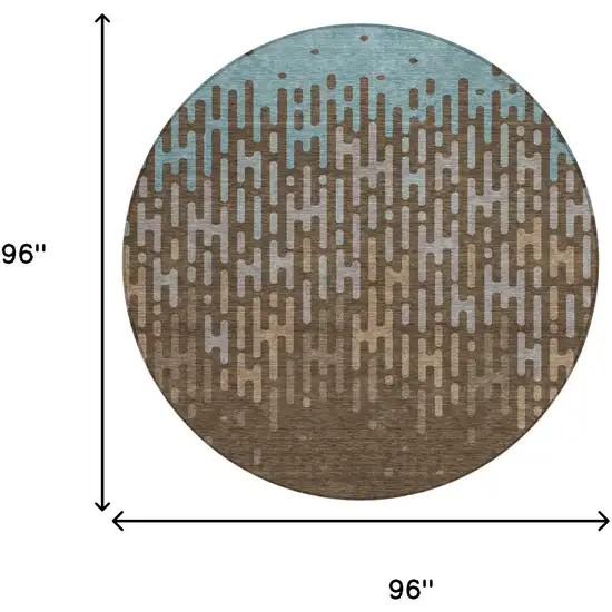 Chocolate And Brown Round Abstract Washable Indoor Outdoor Area Rug Photo 6