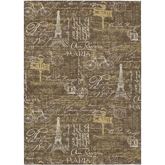 Chocolate And Brown Southwestern Washable Indoor Outdoor Area Rug Photo 1