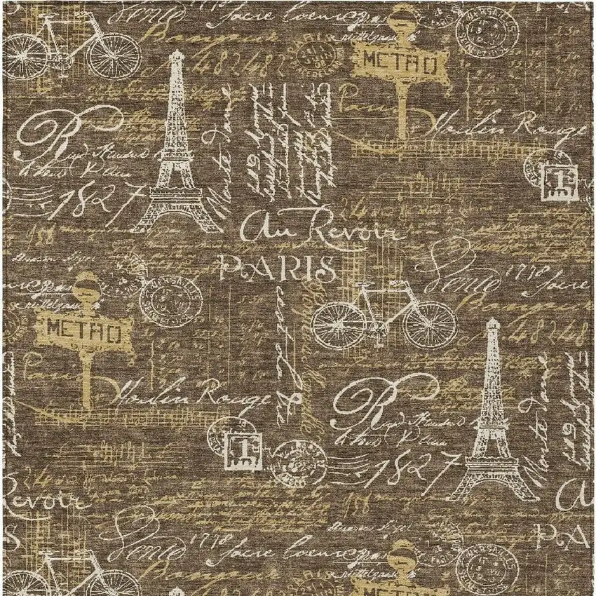 Chocolate And Brown Southwestern Washable Indoor Outdoor Area Rug Photo 3