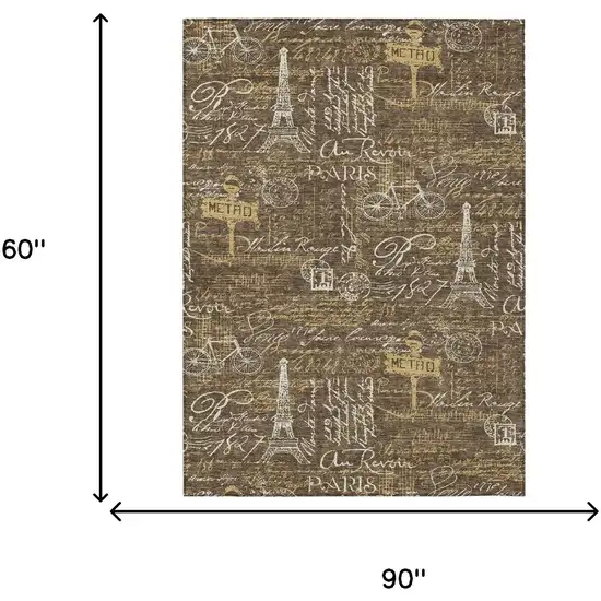 Chocolate And Brown Southwestern Washable Indoor Outdoor Area Rug Photo 6