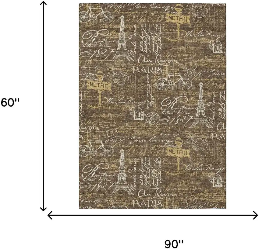 Chocolate And Brown Southwestern Washable Indoor Outdoor Area Rug Photo 6