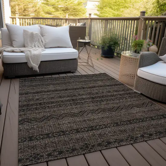 Chocolate And Brown Southwestern Washable Indoor Outdoor Area Rug Photo 8