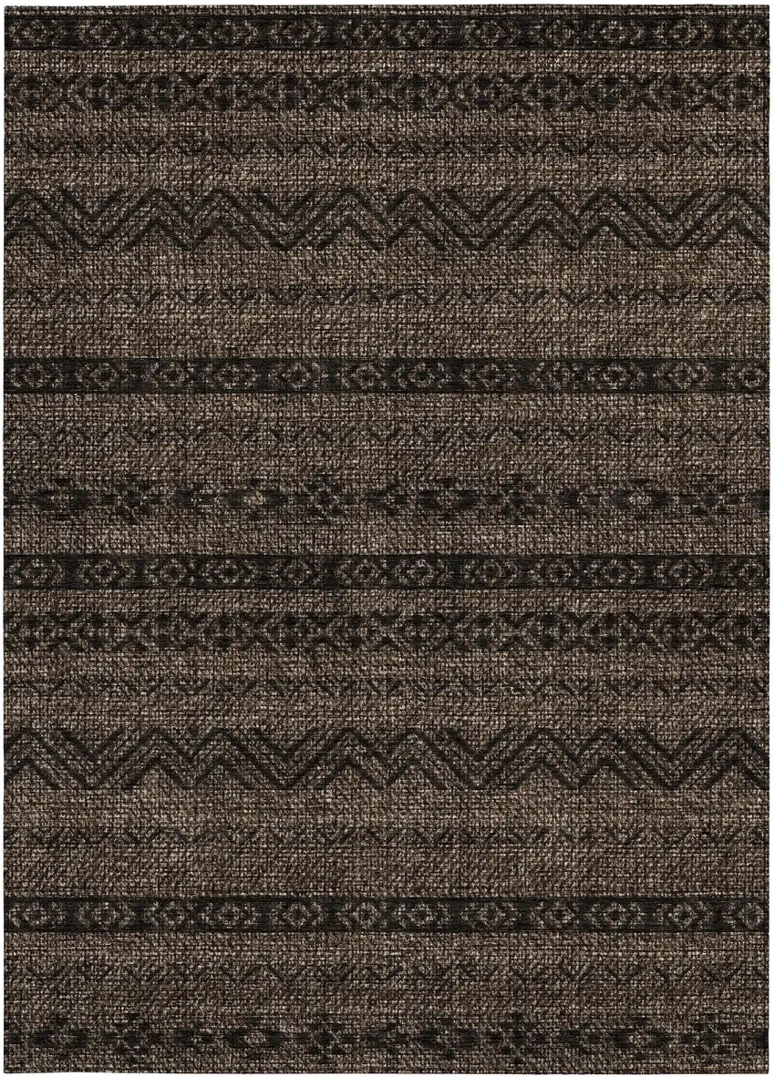 Chocolate And Brown Southwestern Washable Indoor Outdoor Area Rug Photo 7