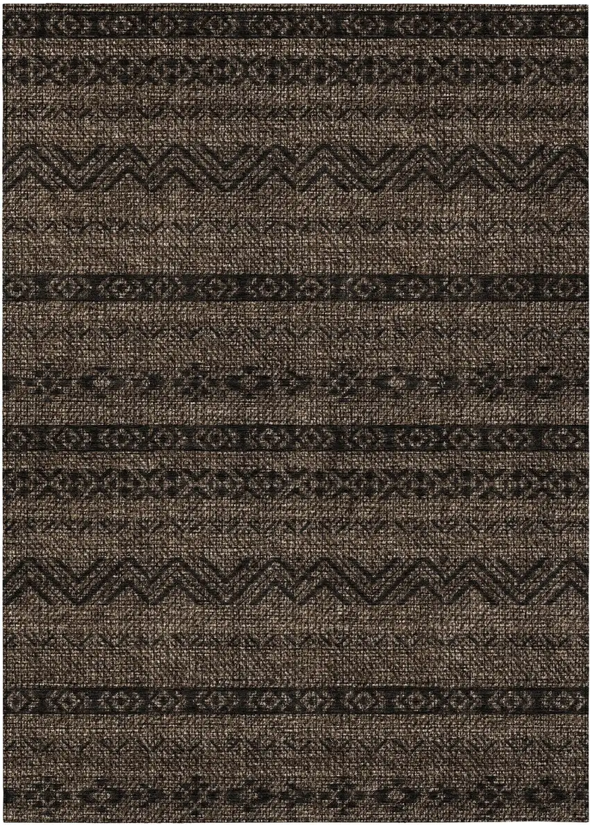 Chocolate And Brown Southwestern Washable Indoor Outdoor Area Rug Photo 2