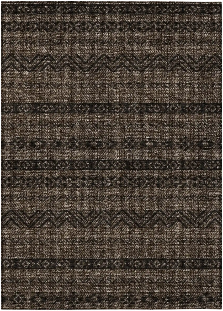 Chocolate And Brown Southwestern Washable Indoor Outdoor Area Rug Photo 2