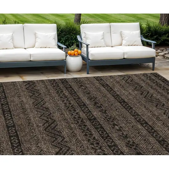 Chocolate And Brown Southwestern Washable Indoor Outdoor Area Rug Photo 1
