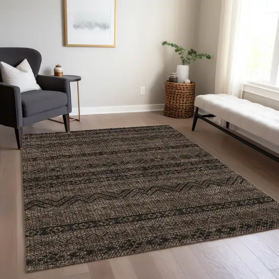 Chocolate And Brown Southwestern Washable Indoor Outdoor Area Rug Photo 9