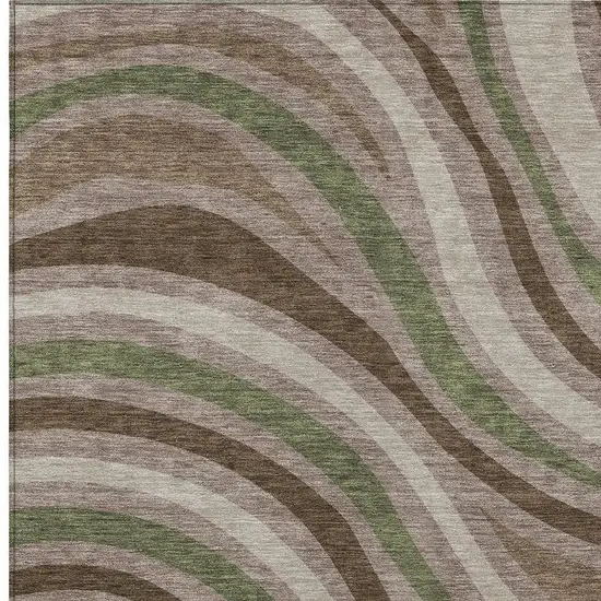 Chocolate And Brown Striped Washable Indoor Outdoor Area Rug Photo 3