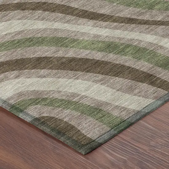 Chocolate And Brown Striped Washable Indoor Outdoor Area Rug Photo 5