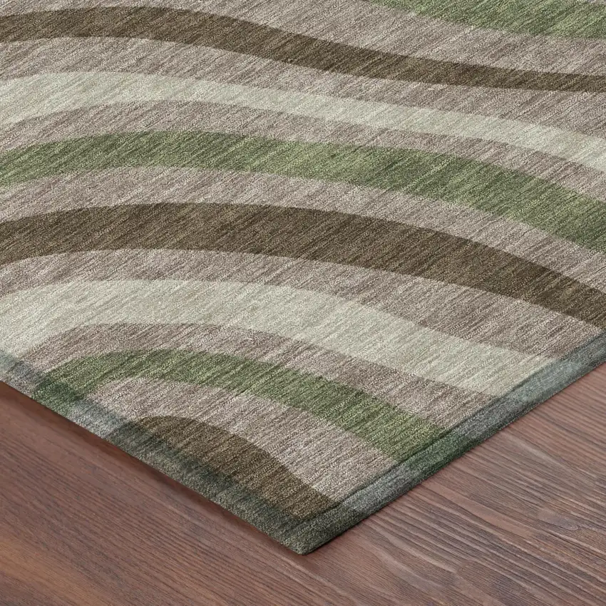 Chocolate And Brown Striped Washable Indoor Outdoor Area Rug Photo 5