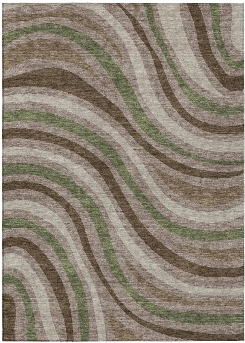 Chocolate And Brown Striped Washable Indoor Outdoor Area Rug Photo 2