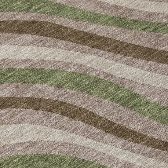 Chocolate And Brown Striped Washable Indoor Outdoor Area Rug Photo 6