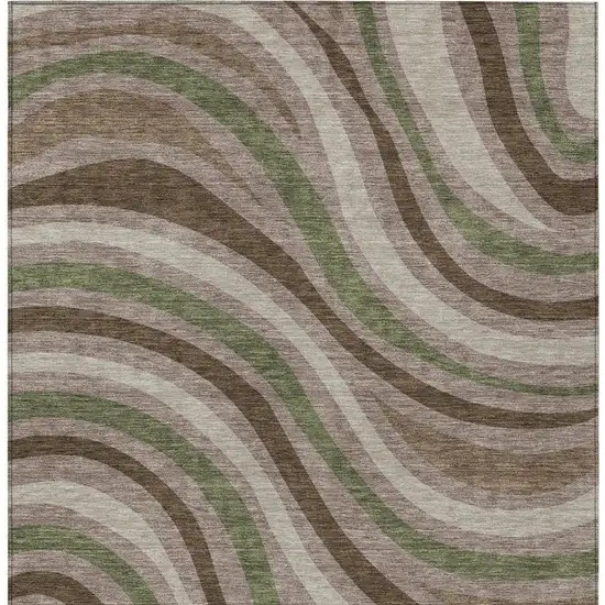 Chocolate And Brown Striped Washable Indoor Outdoor Area Rug Photo 4