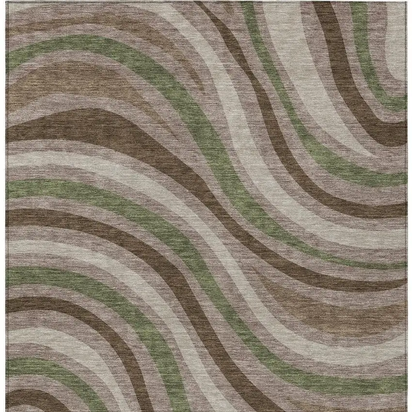 Chocolate And Brown Striped Washable Indoor Outdoor Area Rug Photo 4