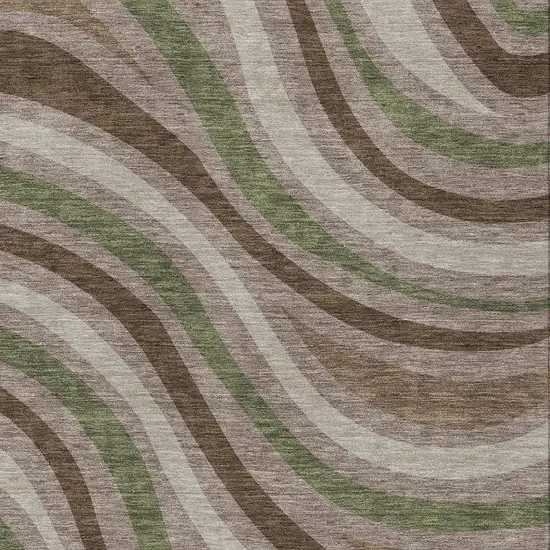 Chocolate And Brown Striped Washable Indoor Outdoor Area Rug Photo 3
