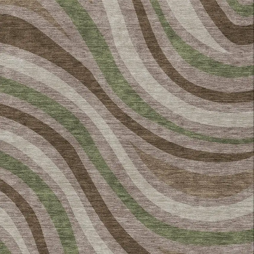 Chocolate And Brown Striped Washable Indoor Outdoor Area Rug Photo 3