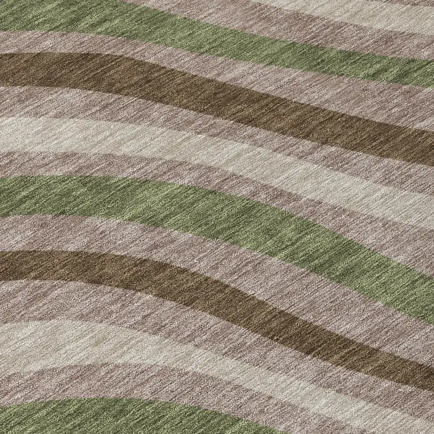 Chocolate And Brown Striped Washable Indoor Outdoor Area Rug Photo 6