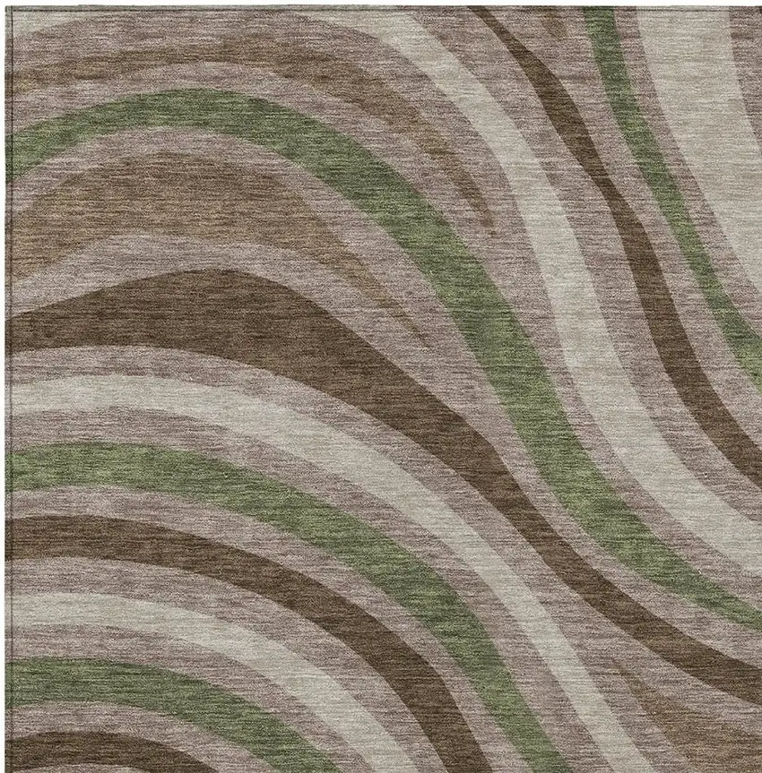 Chocolate And Brown Striped Washable Indoor Outdoor Area Rug Photo 3