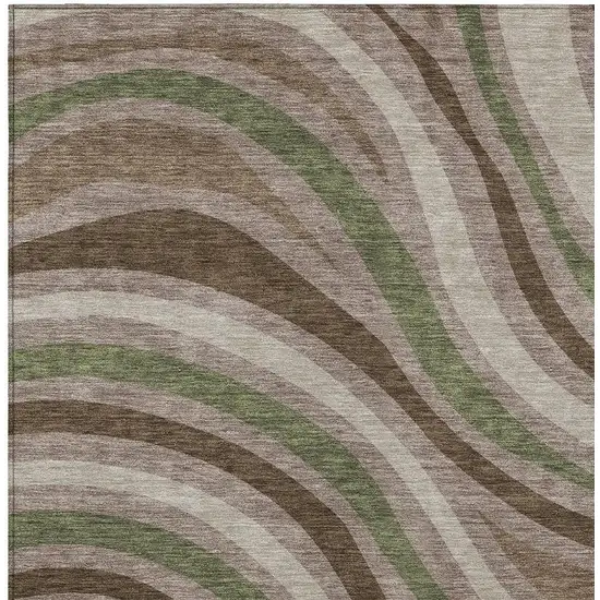 Chocolate And Brown Striped Washable Indoor Outdoor Area Rug Photo 3