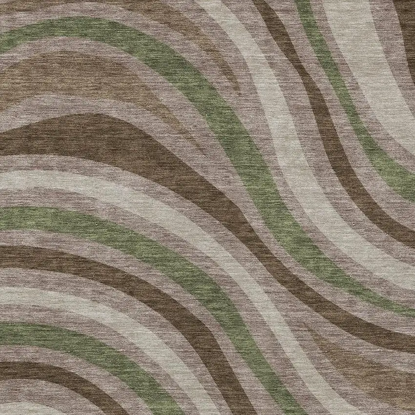 Chocolate And Brown Striped Washable Indoor Outdoor Area Rug Photo 3