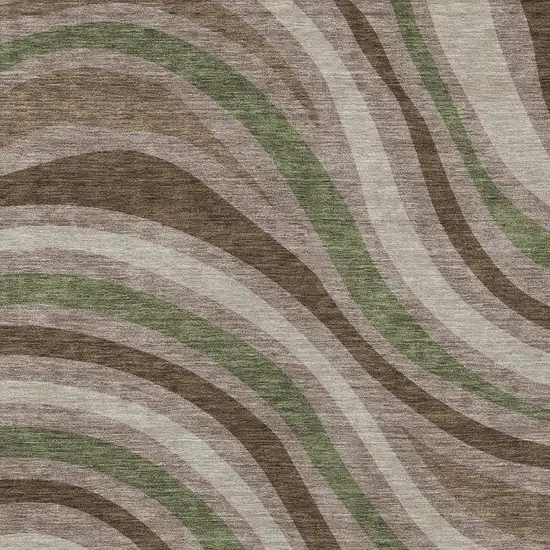 Chocolate And Brown Striped Washable Indoor Outdoor Area Rug Photo 3