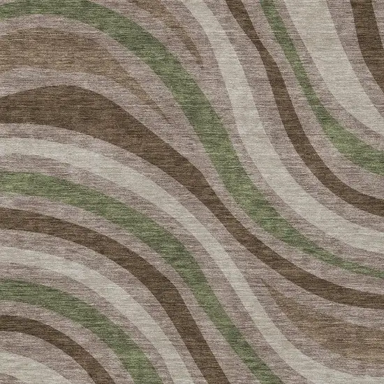 Chocolate And Brown Striped Washable Indoor Outdoor Area Rug Photo 3