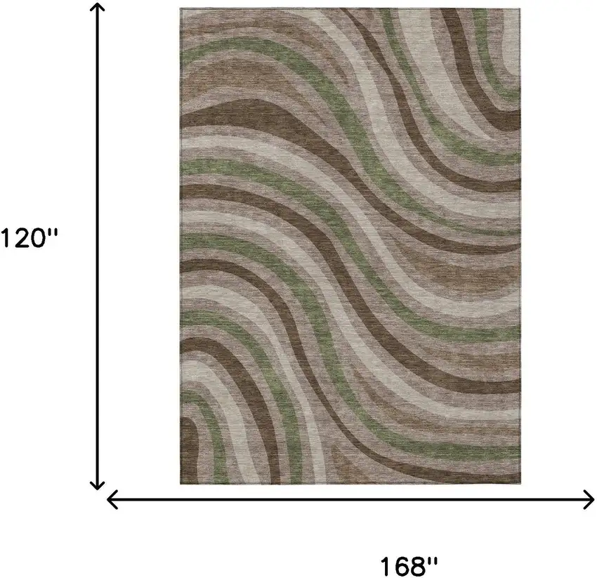 Chocolate And Brown Striped Washable Indoor Outdoor Area Rug Photo 7