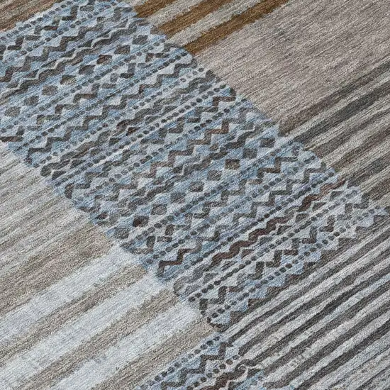 Chocolate And Brown Striped Washable Indoor Outdoor Area Rug Photo 6