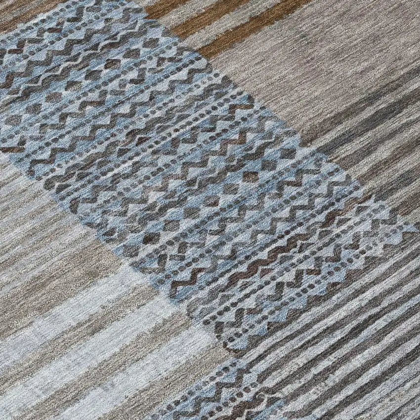 Chocolate And Brown Striped Washable Indoor Outdoor Area Rug Photo 6