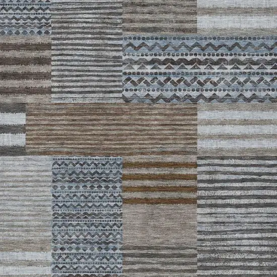 Chocolate And Brown Striped Washable Indoor Outdoor Area Rug Photo 3