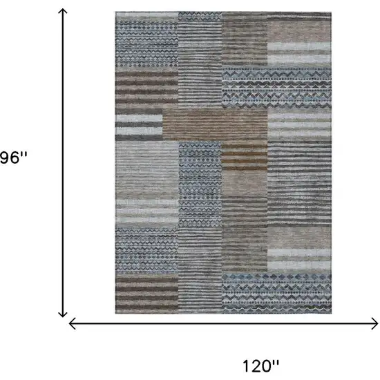 Chocolate And Brown Striped Washable Indoor Outdoor Area Rug Photo 7