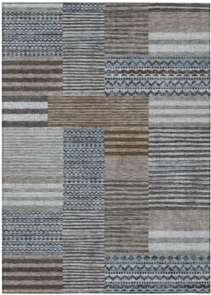 Chocolate And Brown Striped Washable Indoor Outdoor Area Rug Photo 2