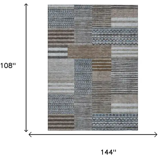 Chocolate And Brown Striped Washable Indoor Outdoor Area Rug Photo 7
