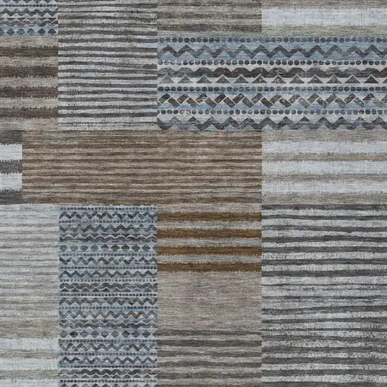 Chocolate And Brown Striped Washable Indoor Outdoor Area Rug Photo 3
