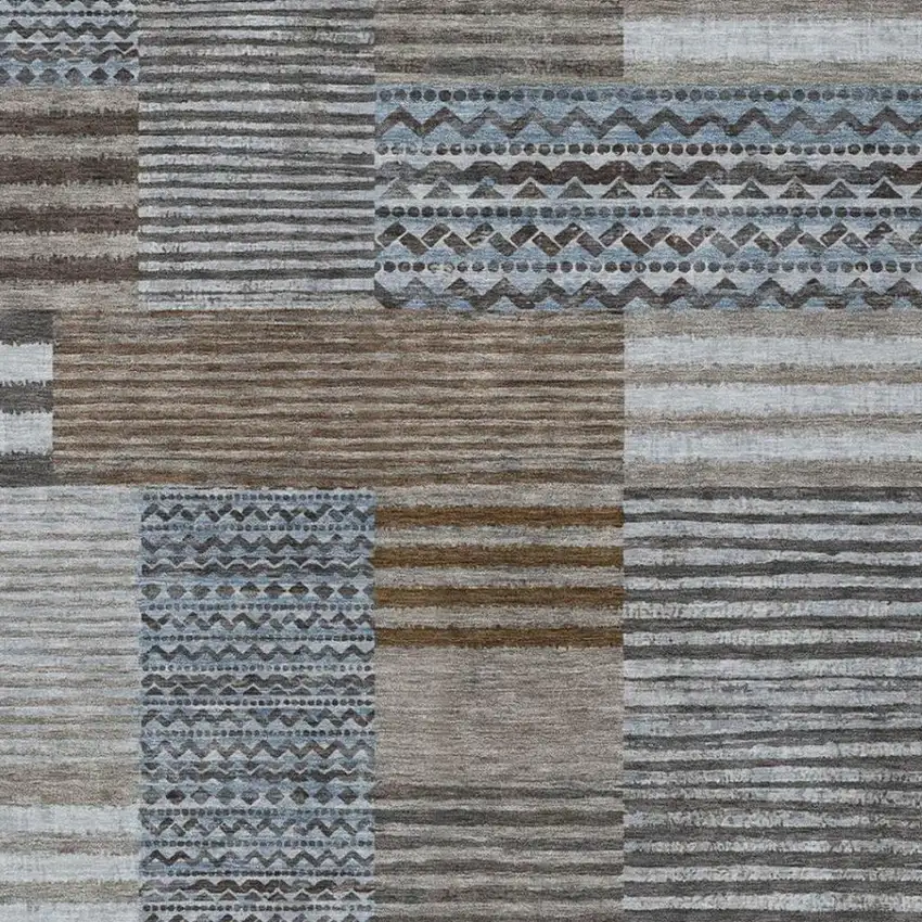 Chocolate And Brown Striped Washable Indoor Outdoor Area Rug Photo 3