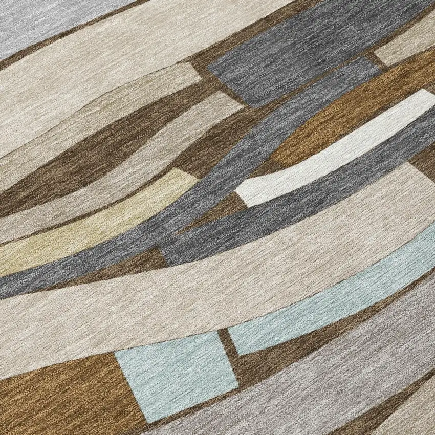 Chocolate And Brown Striped Washable Indoor Outdoor Area Rug Photo 4