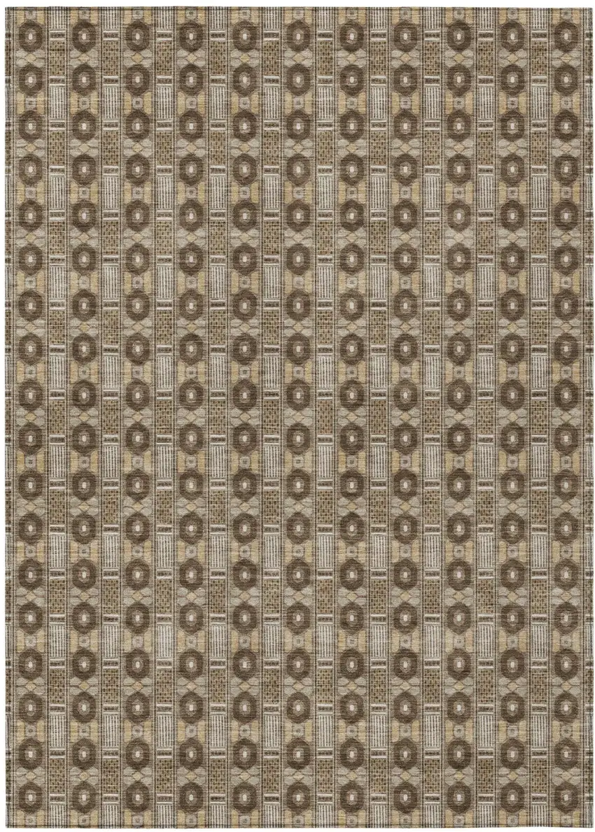 Chocolate And Brown Striped Washable Indoor Outdoor Area Rug Photo 2