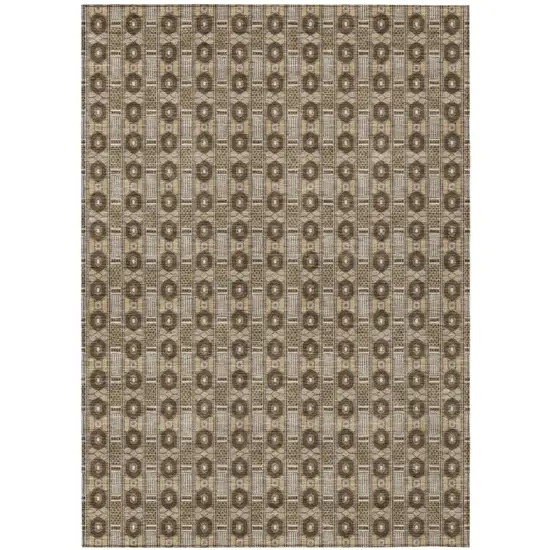 Chocolate And Brown Striped Washable Indoor Outdoor Area Rug Photo 2