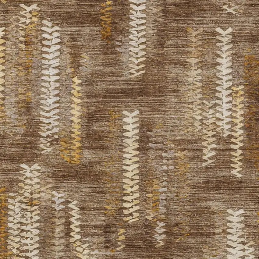 Chocolate And Brown Striped Washable Indoor Outdoor Area Rug Photo 2