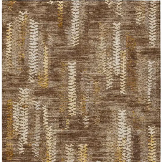 Chocolate And Brown Striped Washable Indoor Outdoor Area Rug Photo 3