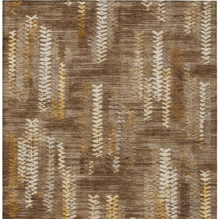 Chocolate And Brown Striped Washable Indoor Outdoor Area Rug Photo 3