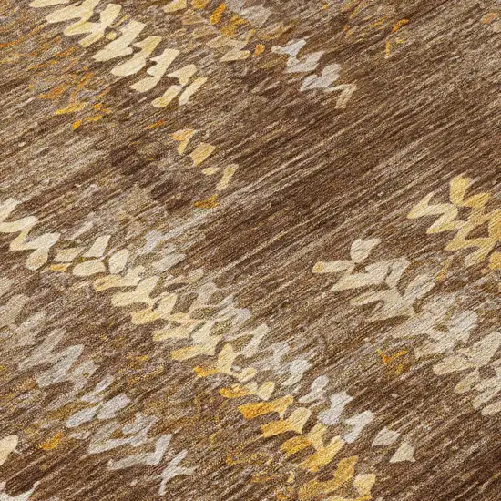 Chocolate And Brown Striped Washable Indoor Outdoor Area Rug Photo 5