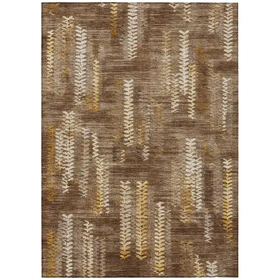 Chocolate And Brown Striped Washable Indoor Outdoor Area Rug Photo 1