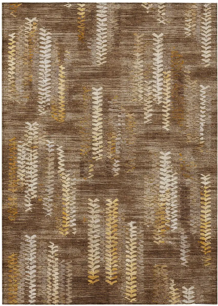 Chocolate And Brown Striped Washable Indoor Outdoor Area Rug Photo 1