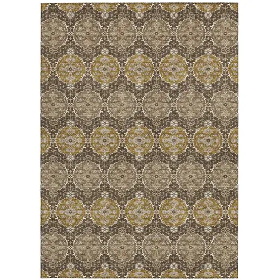Chocolate And Brown Striped Washable Indoor Outdoor Area Rug Photo 3