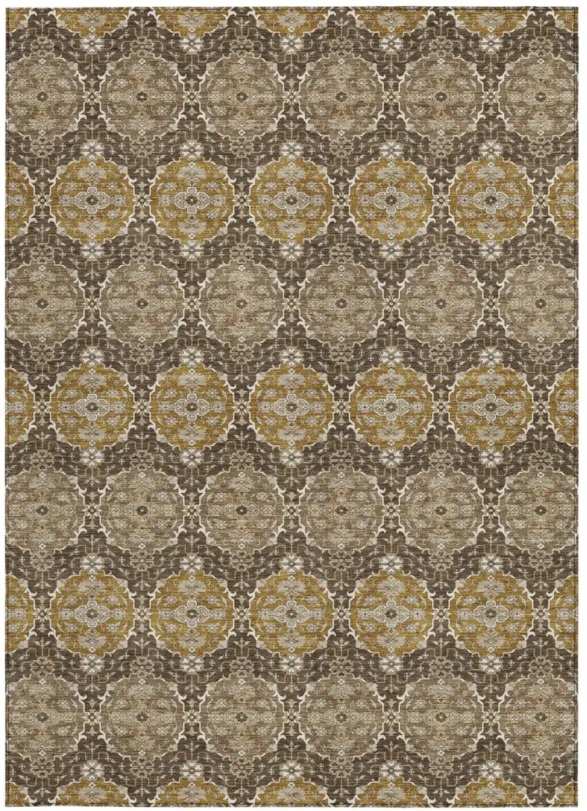 Chocolate And Brown Striped Washable Indoor Outdoor Area Rug Photo 3
