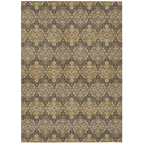 Chocolate And Brown Striped Washable Indoor Outdoor Area Rug Photo 2